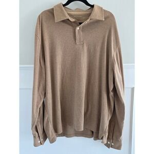 Carnoustie Long Sleeve Polo Shirt Tan Heathered Mens XXL Cotton Casual‎